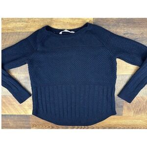 Athleta Sweater Size S Blue Knit Long Sleeve Pullover Merino Wool‎ Blend